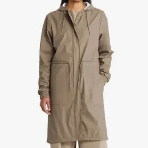 Rains String W Parka Rain Jacket in Taupe - Small